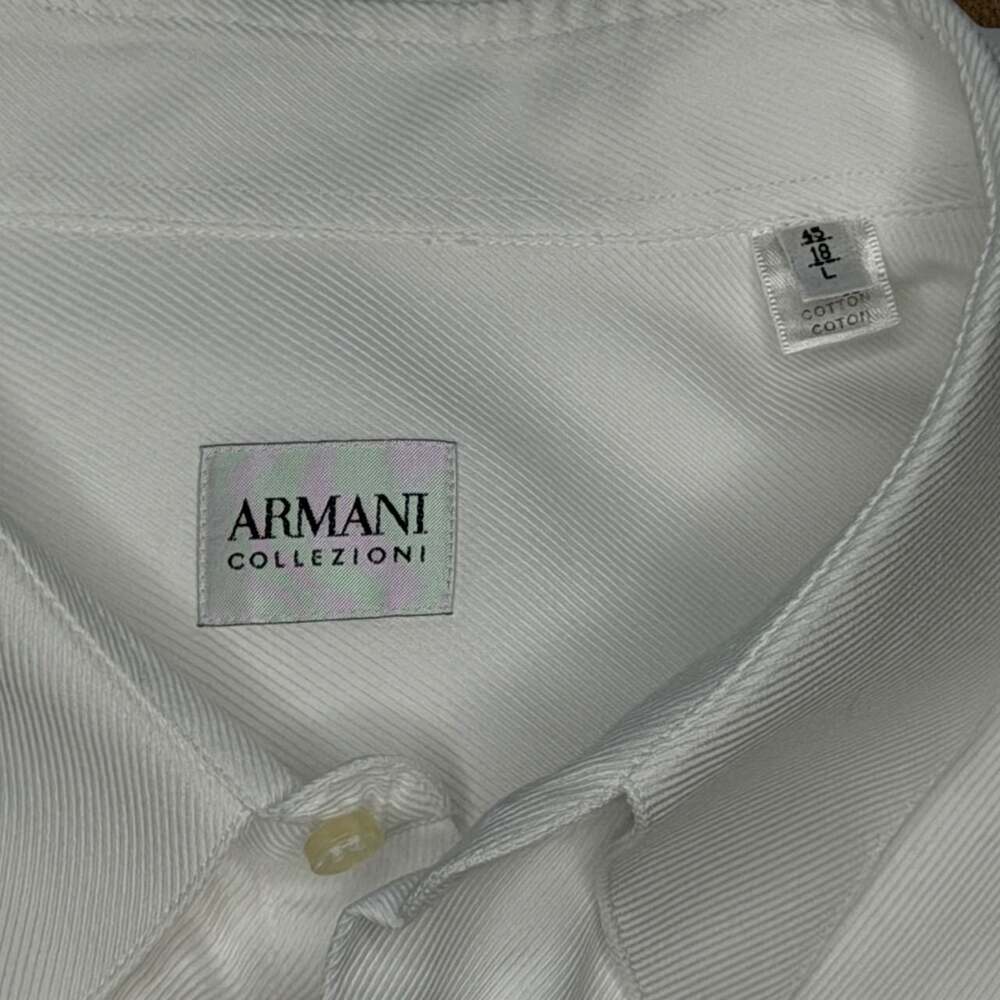 Armani Collezioni White Dress Shirt 45 18 Large 100% Cotton Made in Tunisia